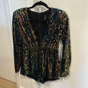 Forever 21 Mulit-Colored Sequin Romper